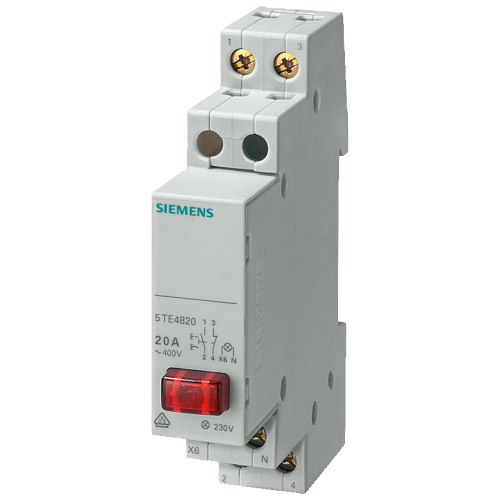 Pushbutton, 1NO/1NC 20 A 1 button red, LED 230 V