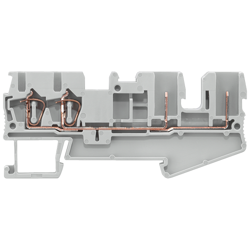 Hybrid through-type terminal, 4 terminals, plug-in and spring-loaded connection