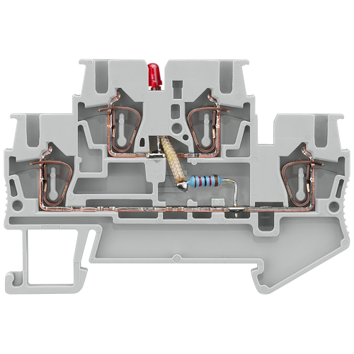 Two-tier terminal with illuminated display (15-30 V) with spring-loaded connection