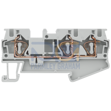 Through-type terminals with spring-loaded connection, 3 connection points, Cross-section: 0.5-4 mm2,