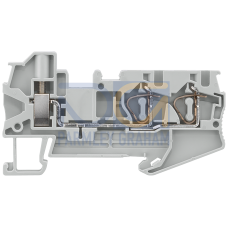 Hybrid through-type terminal, screw connection and 2x spring-loaded connection, cross-section: 0.08-4 mm2