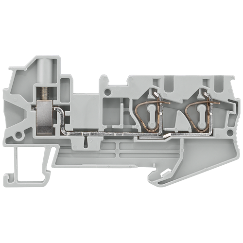 Hybrid through-type terminal, screw connection and 2x spring-loaded connection, cross-section: 0.08-4 mm2