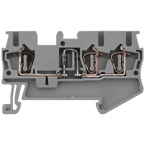 Diode terminal, with spring-loaded connection, 3 clamping points let-through from left to