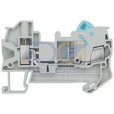 Hybrid through-type terminals with quick-connect technology and screw connection