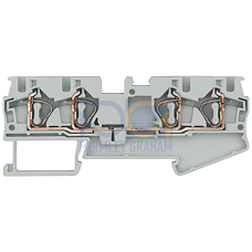 Through-type terminals with spring-loaded connection, 4 connection points, Cross-section: 0.5-4 mm2, Width: 6.2mm, Color: gray