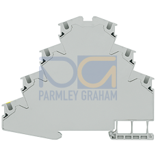 Four-tier motor terminal with spring-loaded connection, with protective conductor connection