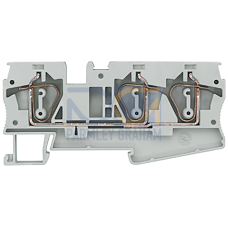 Through-type terminals with spring-loaded connection, 3 connection points, Cross-section: 0.5-6 mm2, Width: 8.2mm, Color: gray