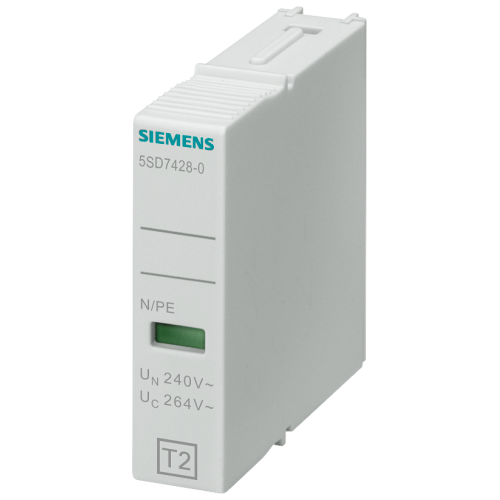 Plug-in part type 2 N-PE Requirement class C, UC 260V 1-pole, Narrow design for surge arrester 5SD74