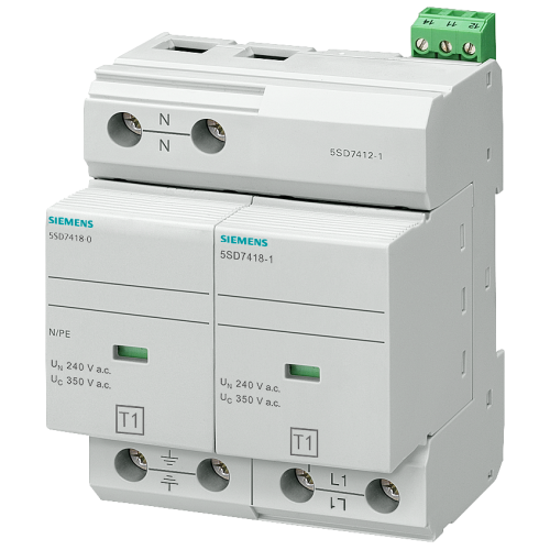 Lightning arresters, type 1 Requirement class B, UC 350V Pluggable protective modules 2-pole, 1+1 ci