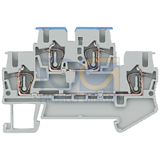 Two-tier terminal with spring-loaded connection, top N bottom L