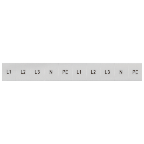 Labeling plate, front, with L1, L2, L3, PE, N, vertical
