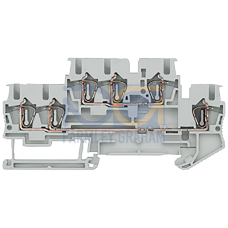 Two-tier terminal with spring-loaded connection, 3 terminals
