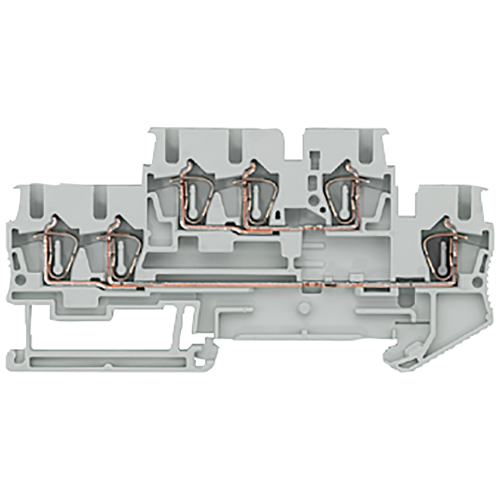 Two-tier terminal with spring-loaded connection, 3 terminals
