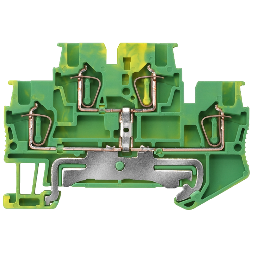 Two-tier PE terminal with spring-loaded connection, Cross-section: 0.14-1.5 mm2, Width: 4.2mm, Color