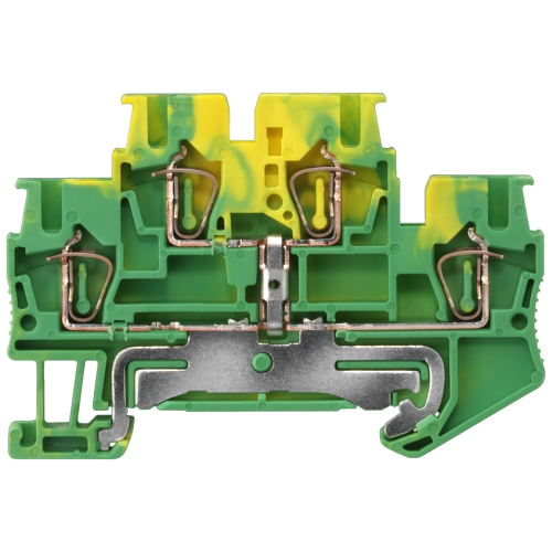 Two-tier PE terminal with spring-loaded connection, Cross section: 0.08-2.5 mm2, Width: 5.2mm, Color: green-yellow