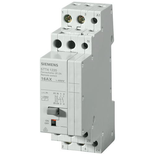 Remote control switch with 2 NO contacts, with central ON/OFF function Contact for 230 V AC, 400V 16