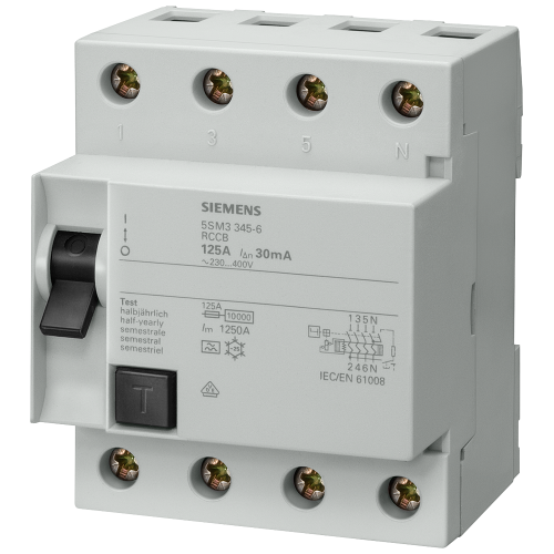 Residual current operated circuit breaker, 4-pole, type A, In: 125 A, 300 mA, Un AC: 400 V