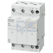 SENTRON, cylindrical fuse holder, 10x38 mm, 3P+N, In: 32 A, Un AC: 690 V, LED signal detector