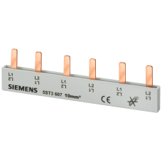 Pin busbar, 10 mm&sup2; connection: 6 x 2-phase safe to touch
