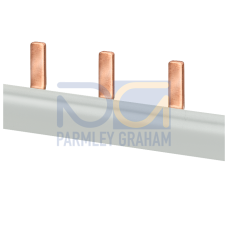 Pin busbar, 1-phase 10 mm&sup2;, 13 pins, insulation gray