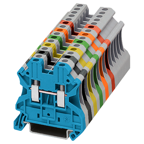 Terminal block, 2.5 mm2 green screw mounting 2 connections green