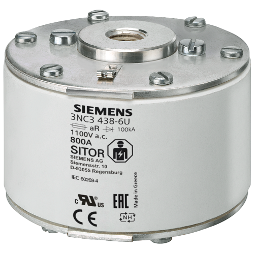 SITOR fuse link, with female thread at both ends, NH3, In: 1250 A, aR