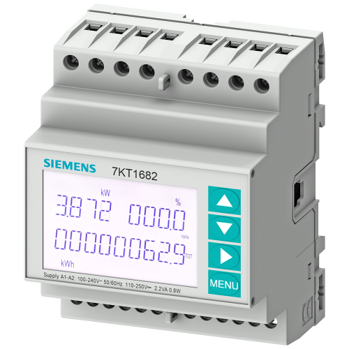 SENTRON 7KT PAC1600 energy meter, 3-phase, 5 A, DIN rail, Modbus RTU