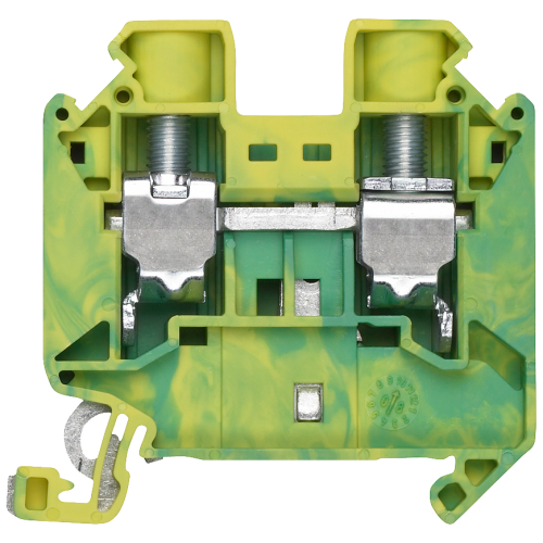 Through-type PE terminal with screw terminal Terminal width 12.0 mm Color green-yellow Cross-section