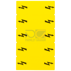 Inscription label, with warning arrow, vertical, terminal width: 12.2 mm, yellow