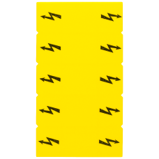 Inscription label, with warning arrow, vertical, terminal width: 16.2 mm, yellow