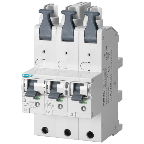 Main miniature circuit breaker (SHU), 3x 1-pole, E 35A, 230/400 V Mounting on 40 mm busbars