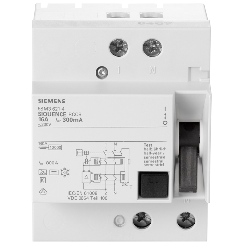 Residual current operated circuit breaker, 2-pole, type B, short-time delayed, In: 16 A, 300 mA, Un