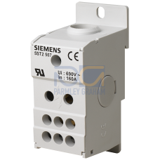 Distribution block 1-pole, 160 A, 690V Input: 1x 10-70 mm2 Output: 6x 2.5-16 mm2 for installation on
