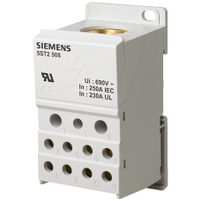 Distribution block 1-pole, 250 A, 690V Input: 1x 35-120 mm2 Output: 2x2.5-25+5x 2.5-16+4x 2.5-10 mm2
