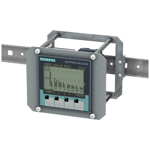 SENTRON 7KM PAC4200 power monitoring device, front mounting, 500/289 V, 5 A, 22-65 V DC, Modbus TCP, incl. DIN-rail adapter