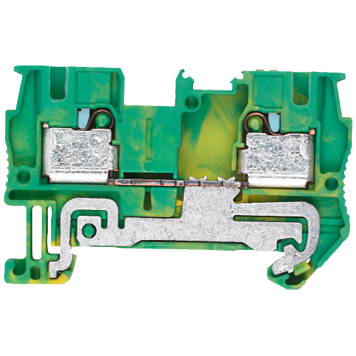 PE through-type terminal 4 mm2, 6.2 mm width green/yellow
