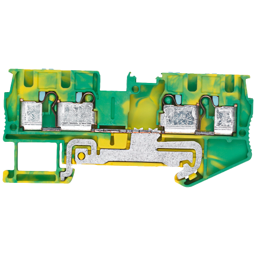 PE through-type terminal 4 mm2, 6.2 mm wide green-yellow 4 clamping points