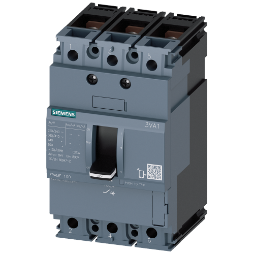 Circuit Breaker 3Va1 Iec Frame 100 Breaking Capacity Class B Icu=16Ka @ 415V 3-Pole