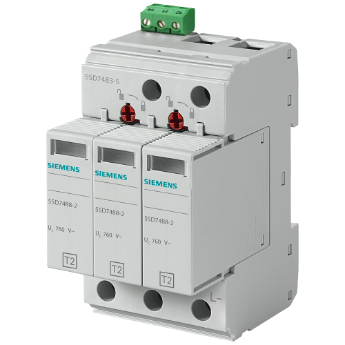 Surge arrester, Type 2, pluggable protective modules, UC 750V AC, 3-pole, for 4-wire networks (L1, L