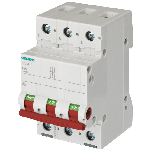 OFF switch 63 A 3-pole, with red handle.