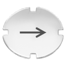 Inscription plate for pushbutton and illuminated pushbutton, flat, milky with black font, with graph