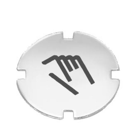 Inscription plate for pushbutton and illuminated pushbutton, flat, clear