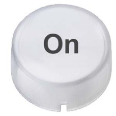 Insert cap for illuminated pushbutton/pushbutton high clear, with inscription: On