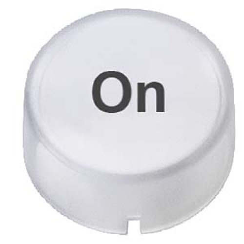 Insert cap for illuminated pushbutton/pushbutton high clear, with inscription: On
