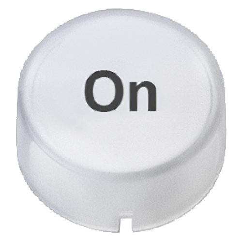 Insert cap for illuminated pushbutton/pushbutton high clear, with inscription: On
