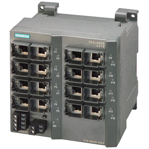 SCALANCE X216, managed IE switch, 16x 10/100 Mbit/s RJ45 ports, LED diagnostics, error-signaling con