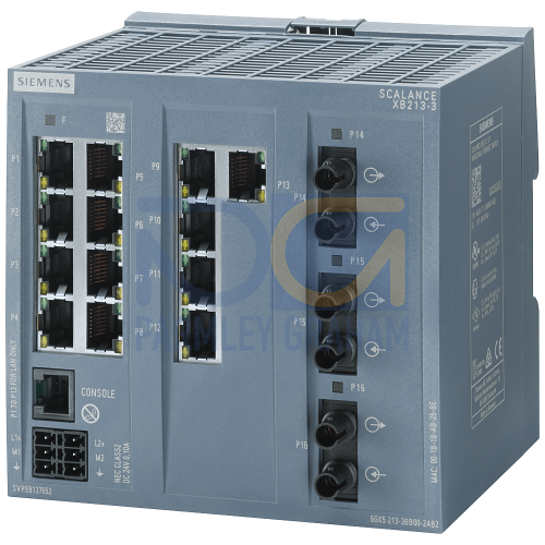 SCALANCE XB213-3 managed Layer 2 IE Switch 13x IEC 62443-4-2 certified 10/100 Mbps RJ45 ports, 3x MM FO ST port 1x console port, diagnostics LED, red