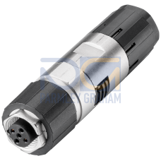 PROFIBUS FC M12 Cable connector PRO, M12 plug-in connector with rugged metal enclosure and FC connection system, with axial cable outlet, for use with ET 200 PRO, female contact insert (B-coded) 1 pac