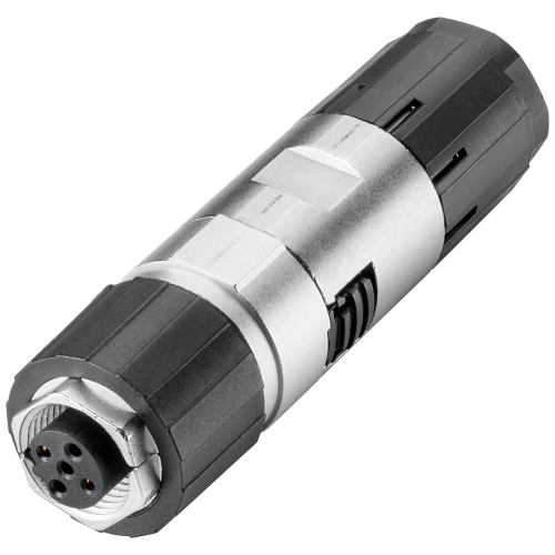 PROFIBUS FC M12 Cable connector PRO, M12 plug-in connector with rugged metal enclosure and FC connection system, with axial cable outlet, for use with ET 200 PRO, female contact insert (B-coded) 1 pac