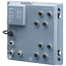 SCALANCE XP208PoE EEC, IP65, managed layer 2 IE switch, IEC 6 2443-4-2 certified; 6x 10/10 0 Mbps, 2x 1000 Mbps, M12 ports, 802.3 at 8x30 W (max. 240 W) LED diagnostics, error signaling contact, redu